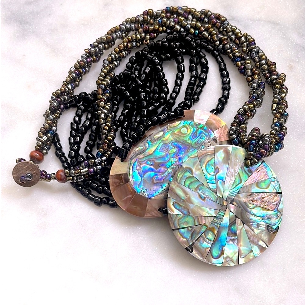 Iridescent Abalone Shell Necklace and Bracelet